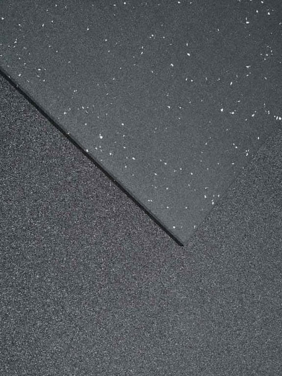 1m x 1m x 15mm Premium Black Rubber Gym Flooring Tile with White Flecks - 24/7 Gym Equipment